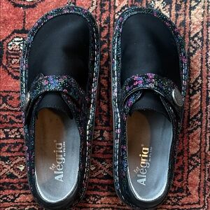 Alegria Women's Size 8 (38) Black and Multicolor Mules; Brand New & Never Worn!